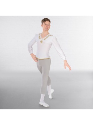 Camicia Danza Uomo da Balletto Ricamata 1st Position Saggio Principe Re COTU0079